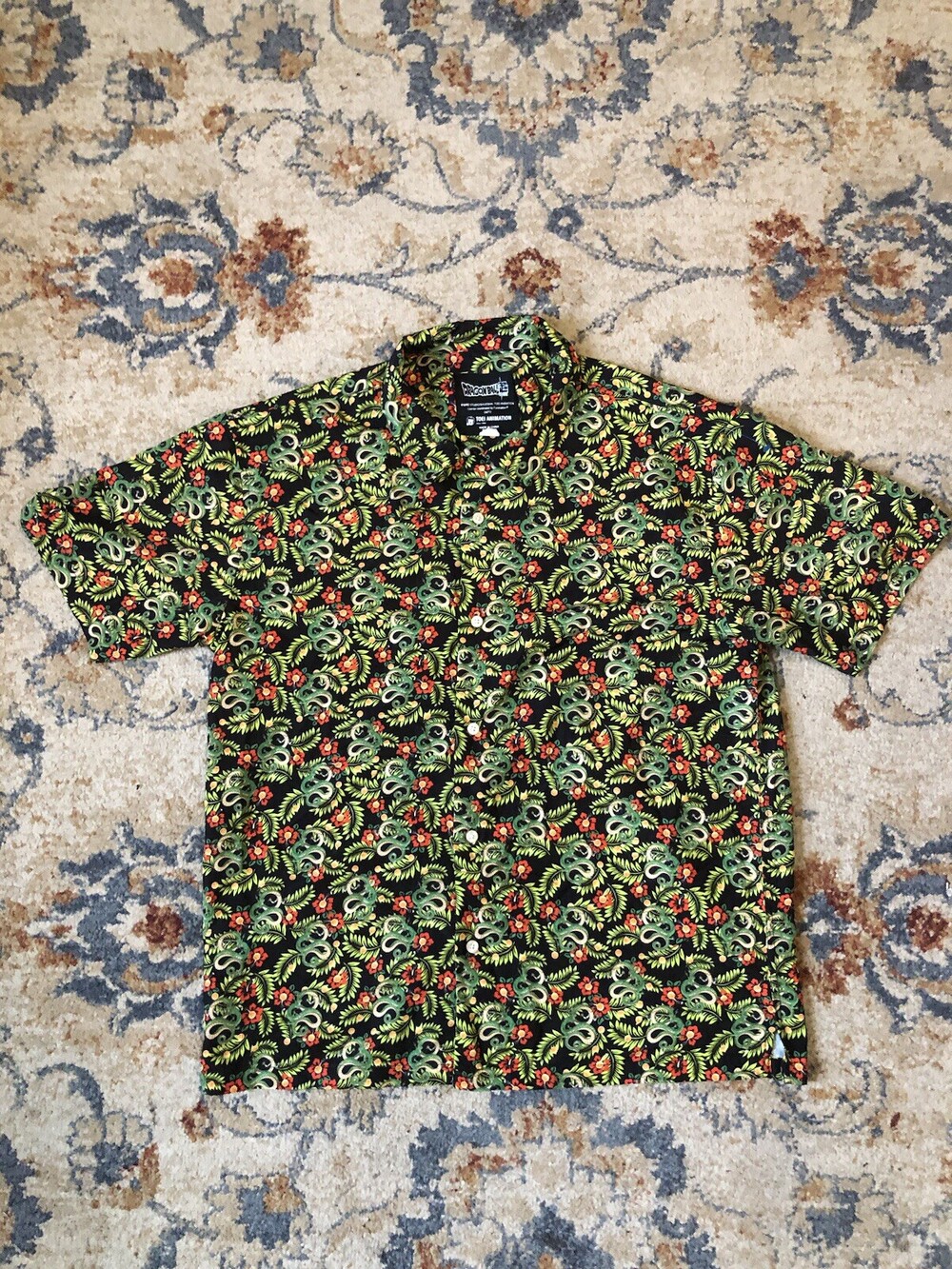 Dragonball Z Super Hawaiian Shirt Men's M Dragon Floral Toei Animation Anime